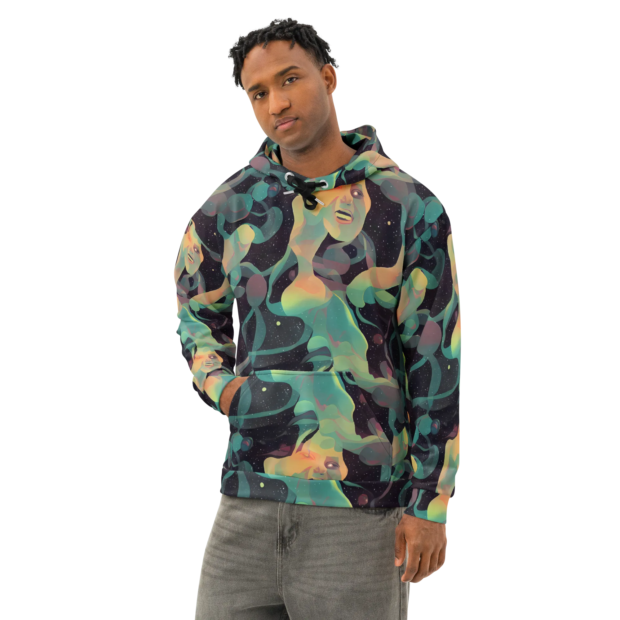 Astral Rhythms on Cotton Hoodie — Left Front