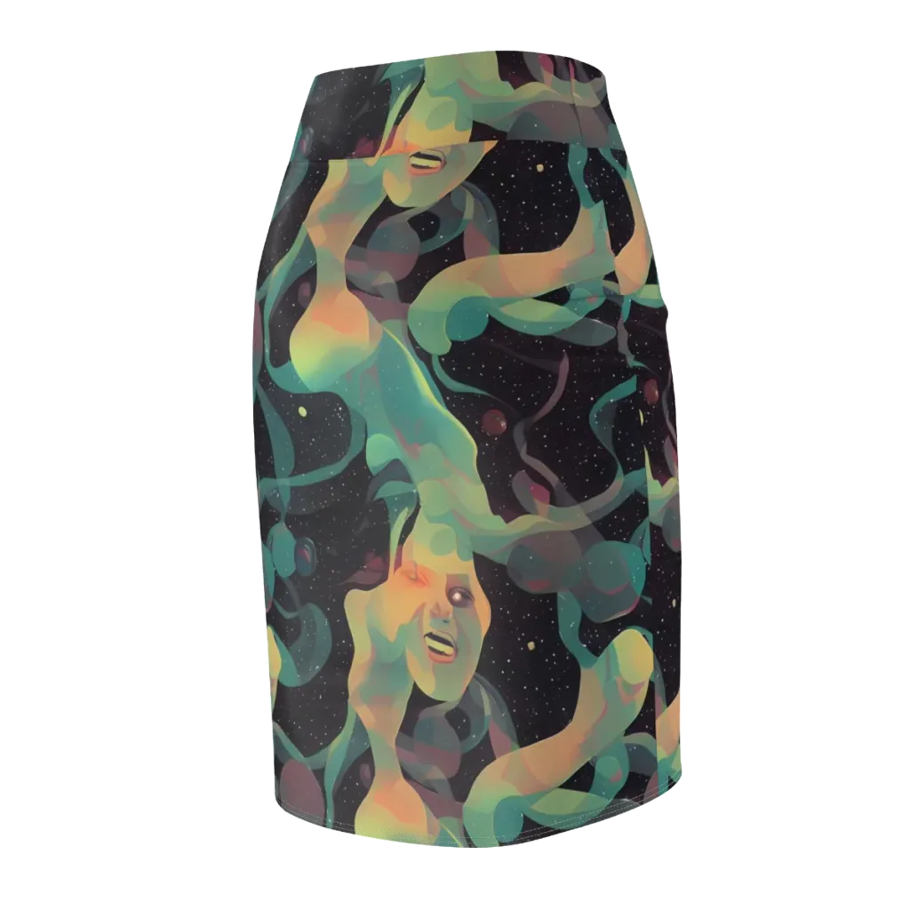 Astral Rhythms on Pencil Skirt — Back Side