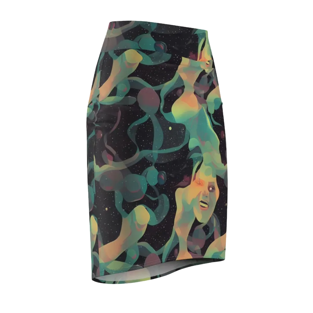 Astral Rhythms on Pencil Skirt — Front Side