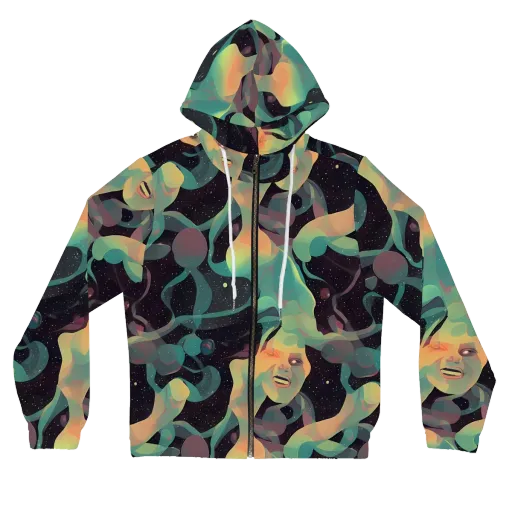 Astral Rhythms on a Women's Full-Zip Hoodie