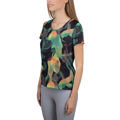 Astral Rhythms on a Women's Athletic T-Shirt