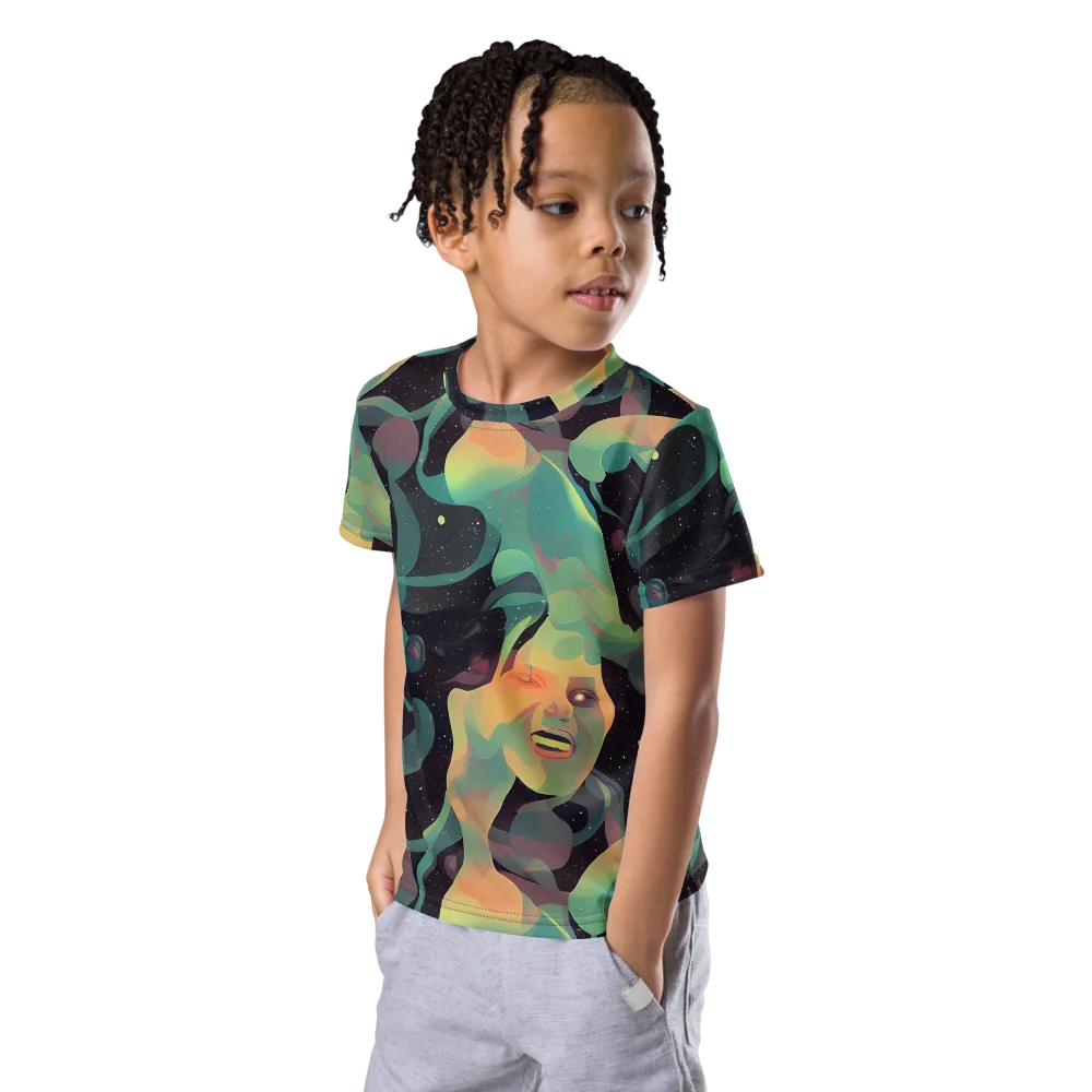 Astral Rhythms on Kids Crew Neck T-Shirt — Left Front