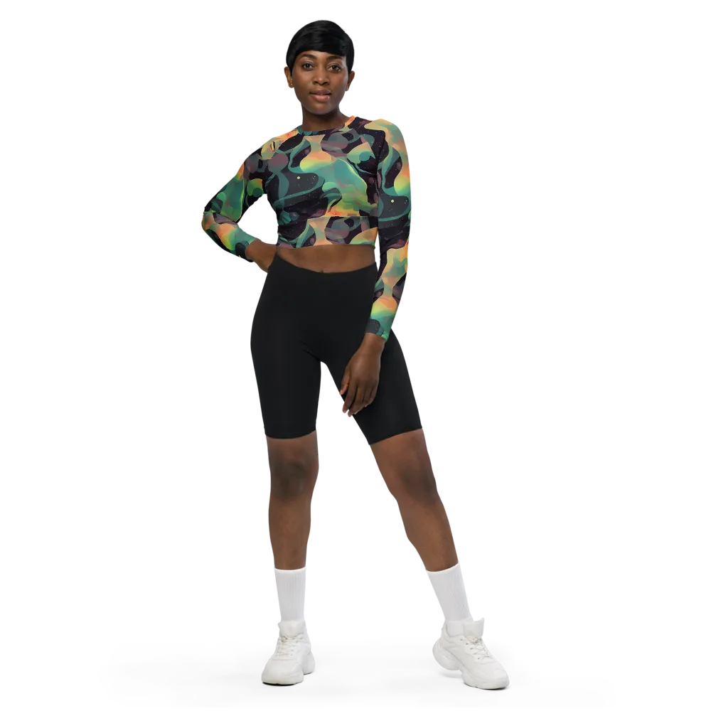 Astral Rhythms on Long Sleeve Crop Top — Front