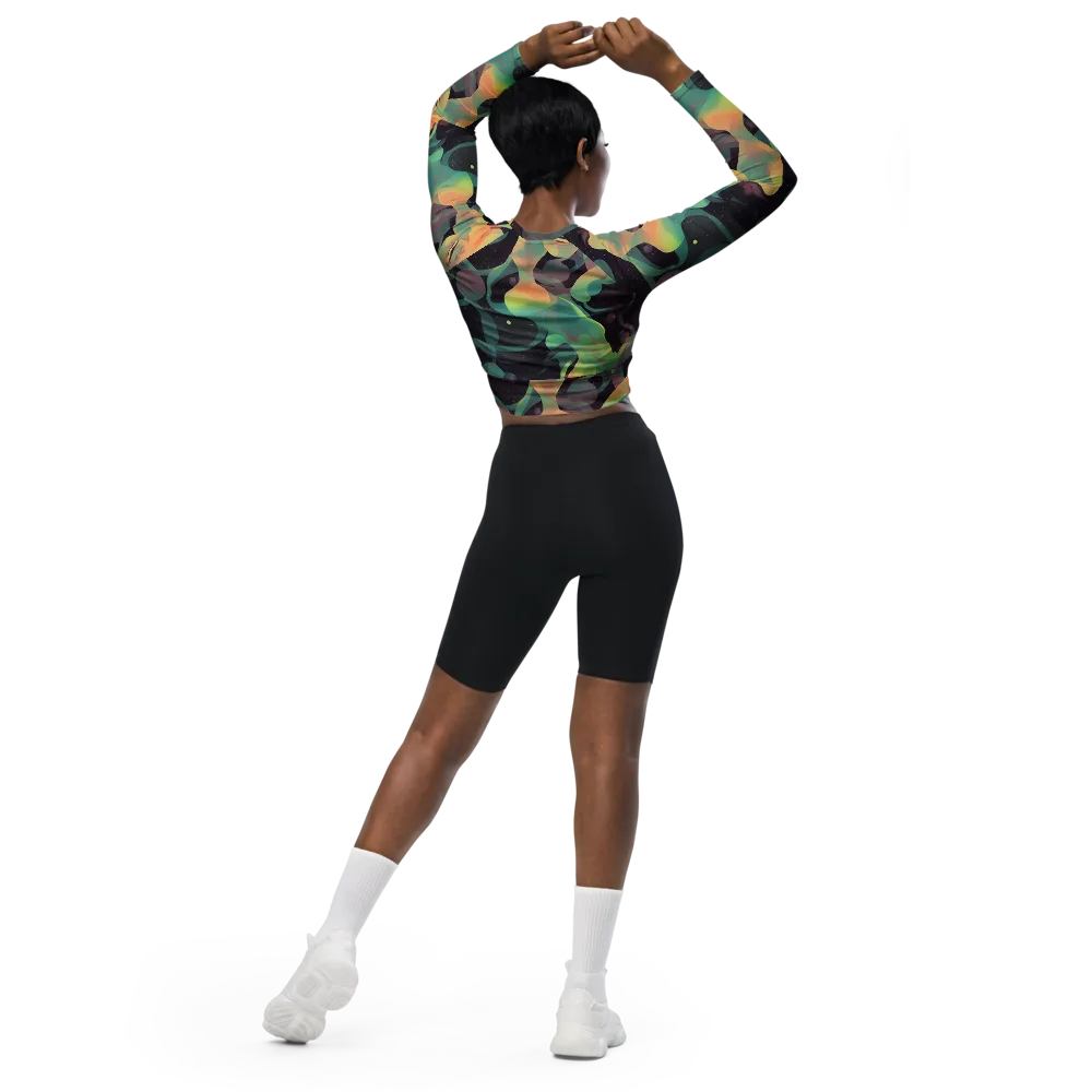 Astral Rhythms on Long Sleeve Crop Top — Back