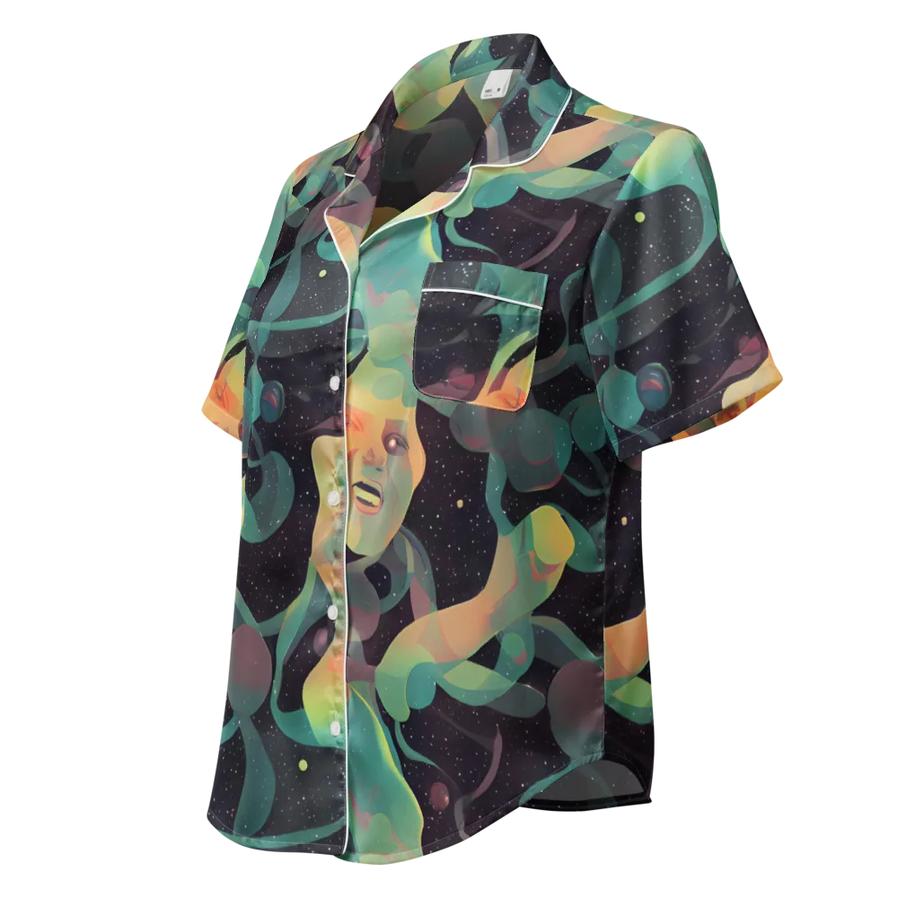 Astral Rhythms on Women's Short Sleeve Pajama Top — Left Front
