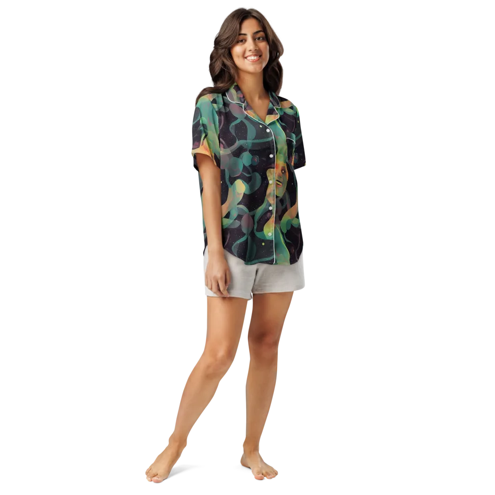 Astral Rhythms on Women's Short Sleeve Pajama Top — Front