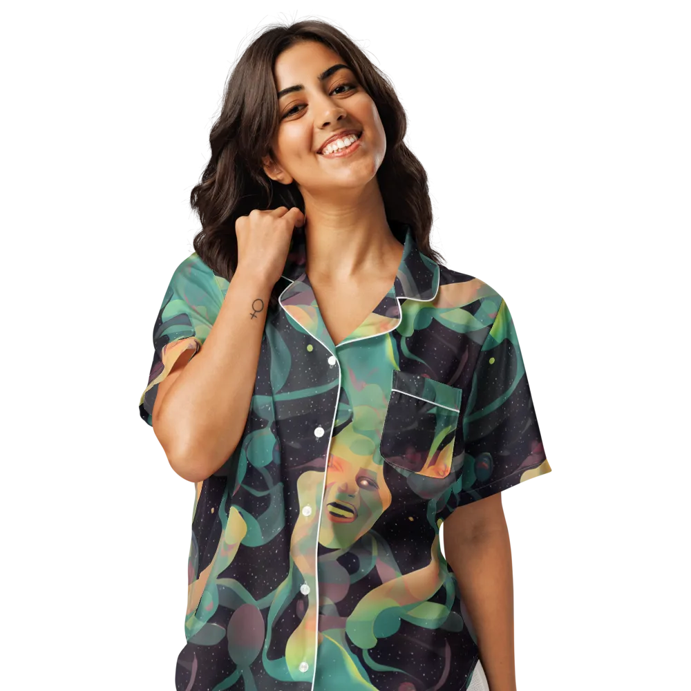 Astral Rhythms on Women's Short Sleeve Pajama Top — Front