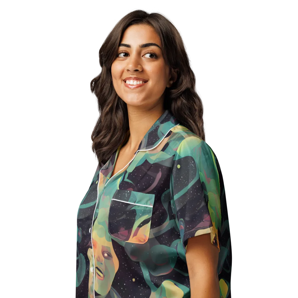 Astral Rhythms on Women's Short Sleeve Pajama Top — Left Front