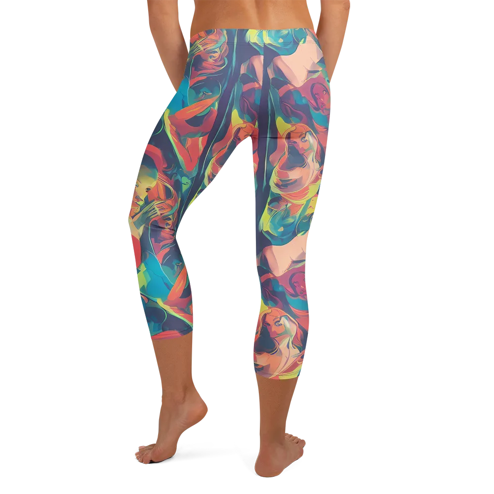 Neon Aurora on Capri Leggings — Back