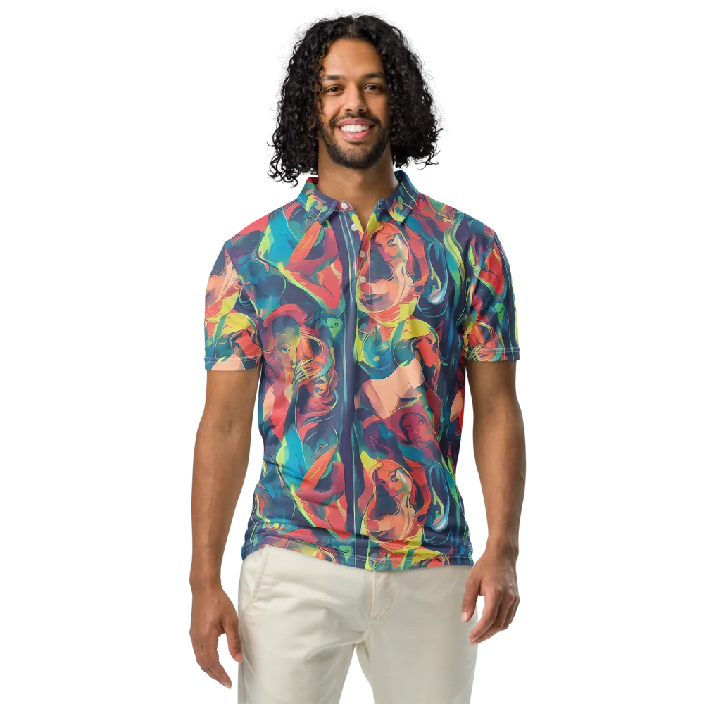 Neon Aurora on Men's Slim Fit Polo Shirt — Front