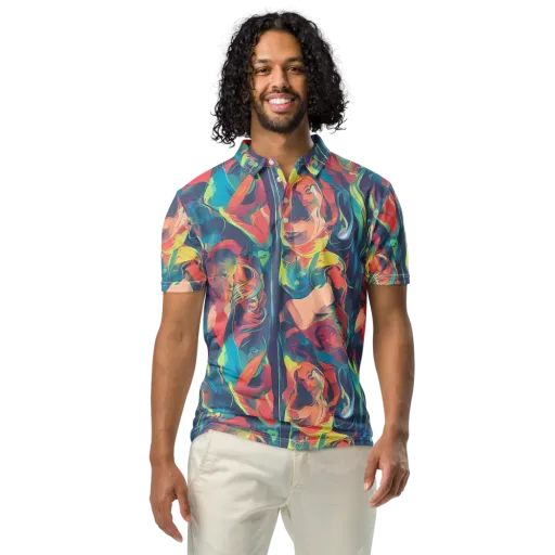 Neon Aurora on a Men's Slim Fit Polo Shirt