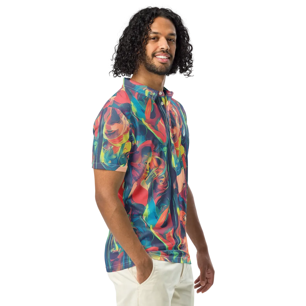 Neon Aurora on Men's Slim Fit Polo Shirt — Right Front