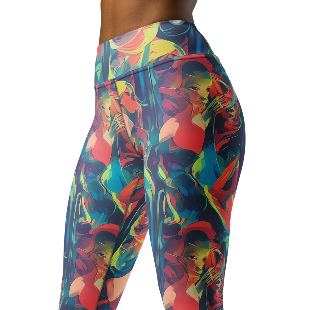 Neon Aurora on Yoga Leggings — Left Front