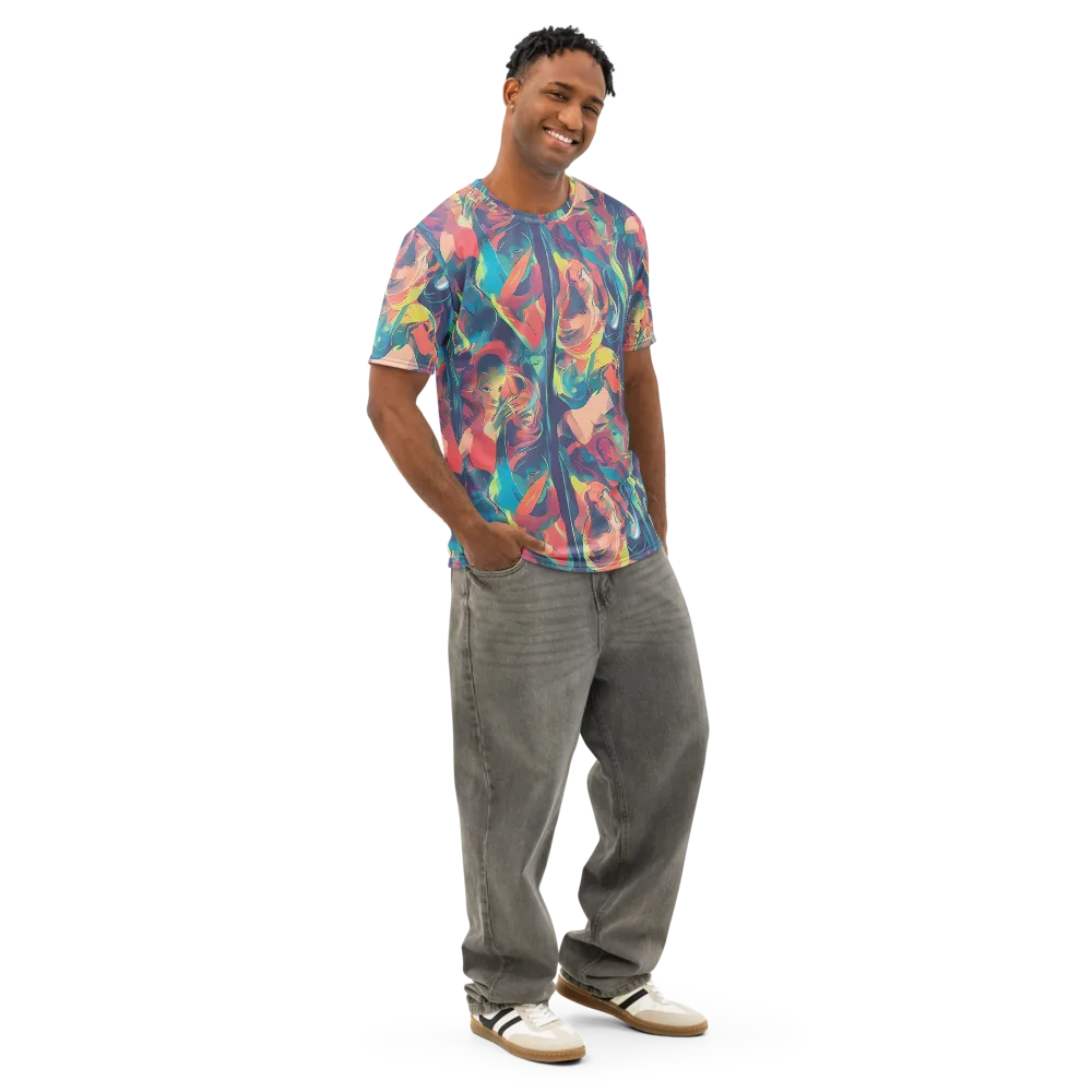 Neon Aurora on Men's Cotton Crew Neck T-Shirt — Right Front