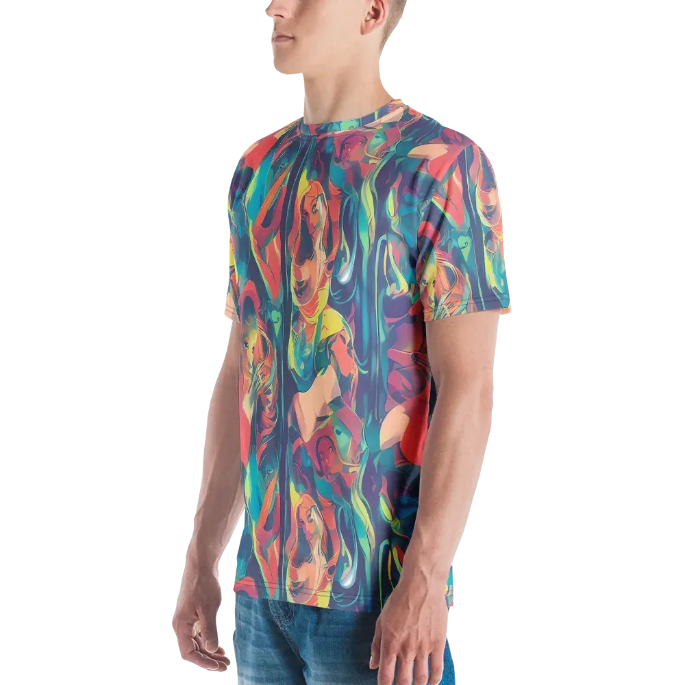 Neon Aurora on Men's Crew Neck T-Shirt — Left