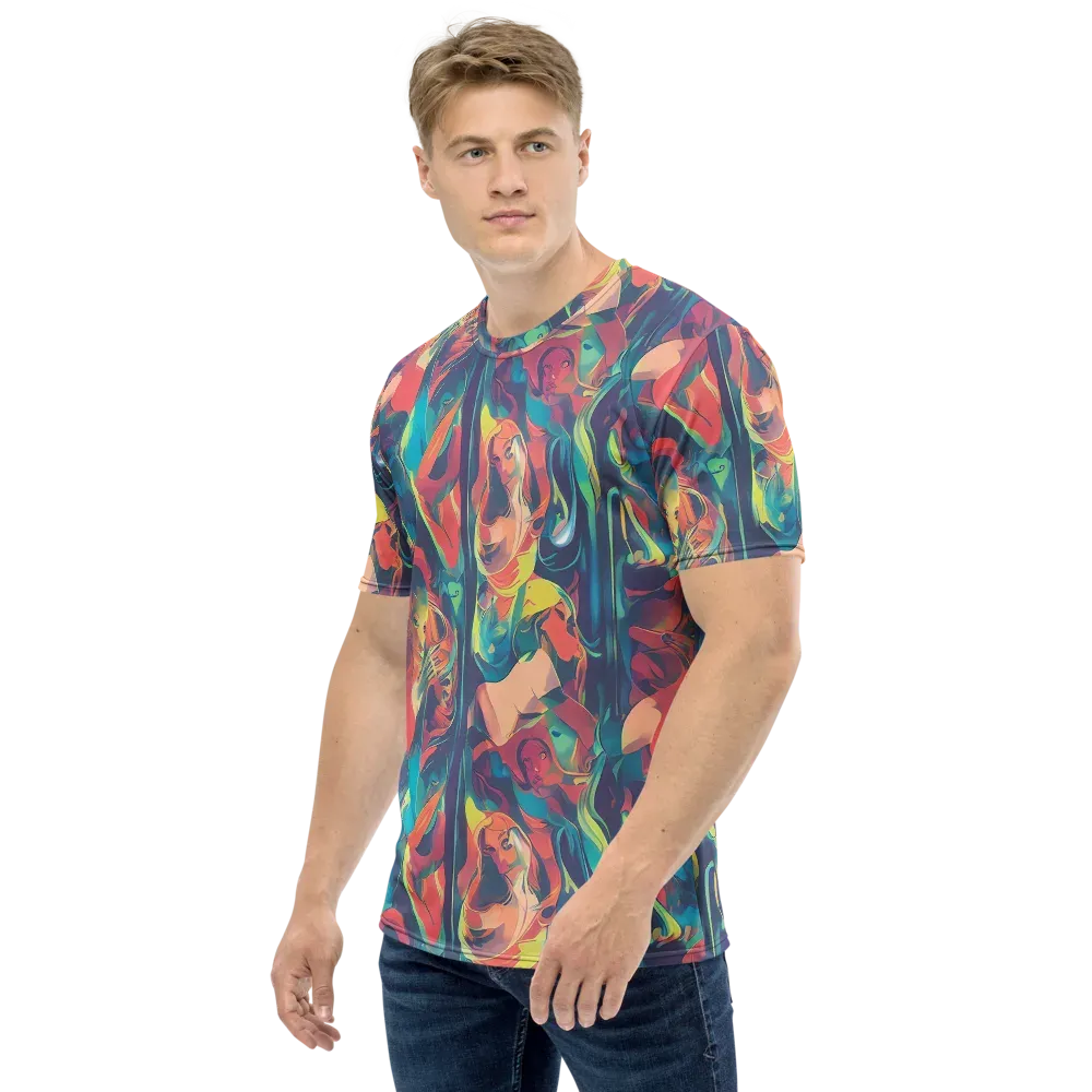 Neon Aurora on Men's Crew Neck T-Shirt — Left