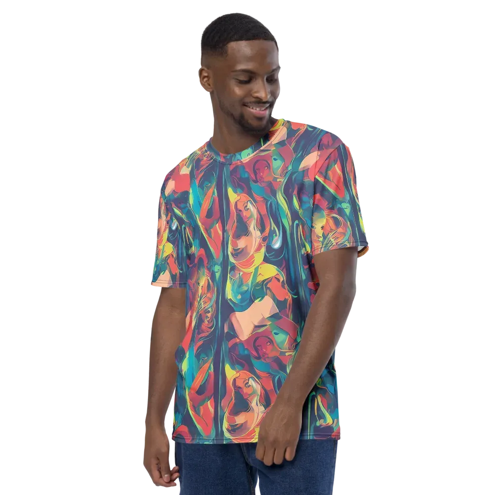 Neon Aurora on Men's Crew Neck T-Shirt — Left