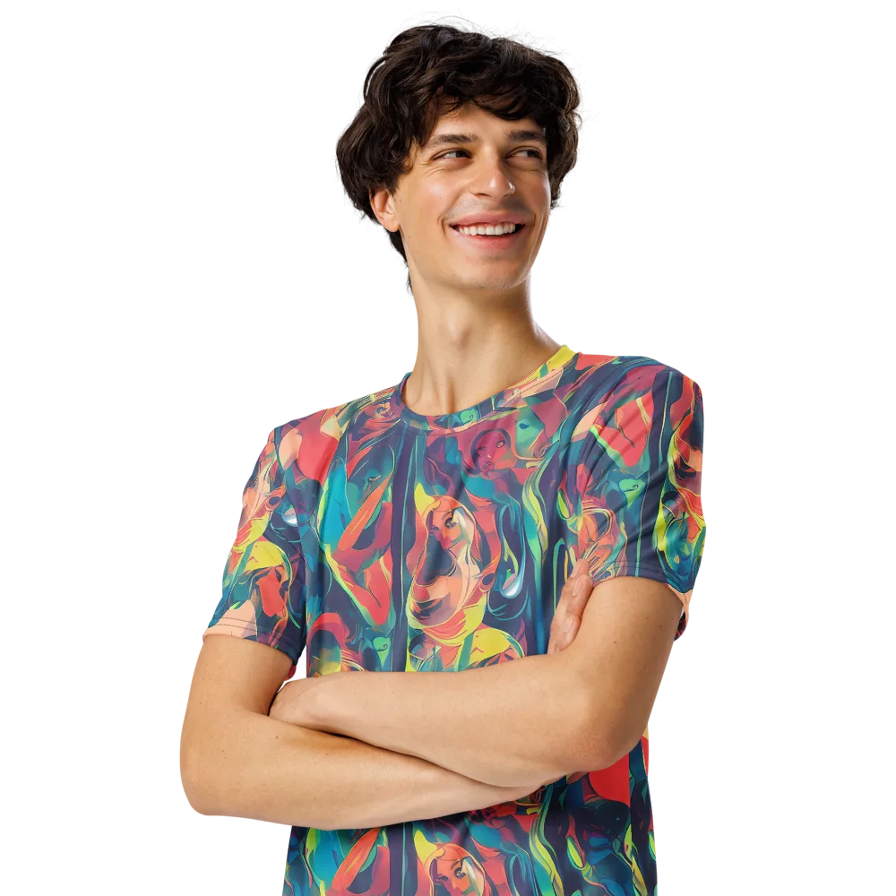 Neon Aurora on Men's Crew Neck T-Shirt — Left Front