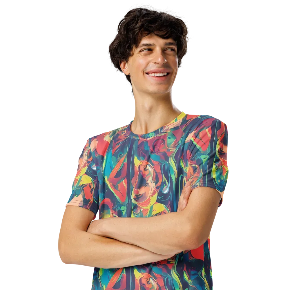 Neon Aurora on Men's Crew Neck T-Shirt — Left Front