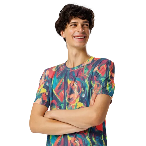 Neon Aurora on a Men's Crew Neck T-Shirt