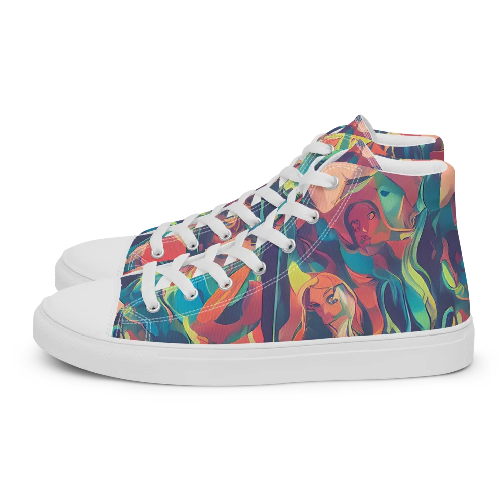 Neon Aurora on Men's High Top Canvas Shoes — Left