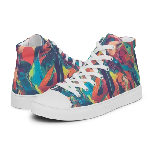 Neon Aurora on a Men's High Top Canvas Shoes