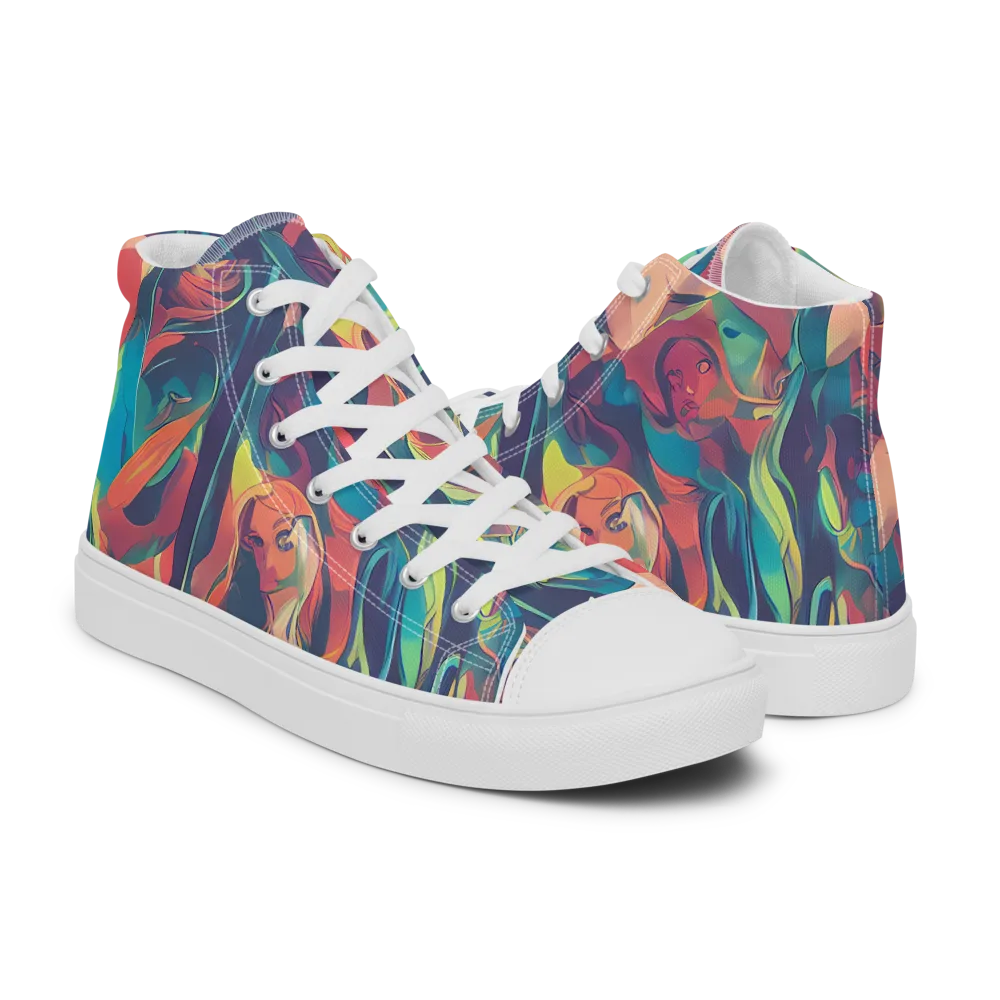 Neon Aurora on Men's High Top Canvas Shoes — Right