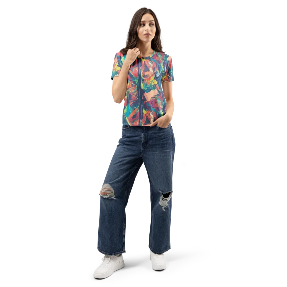 Neon Aurora on Women's Crew Neck T-Shirt — Front