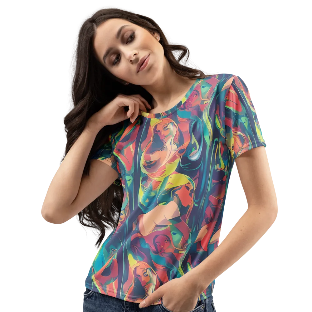 Neon Aurora on Women's Crew Neck T-Shirt — Left Front