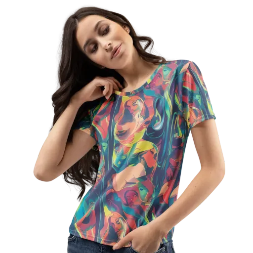Neon Aurora on a Women's Crew Neck T-Shirt