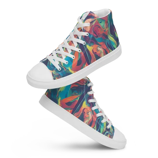 Neon Aurora on a Women's High Top Canvas Shoes
