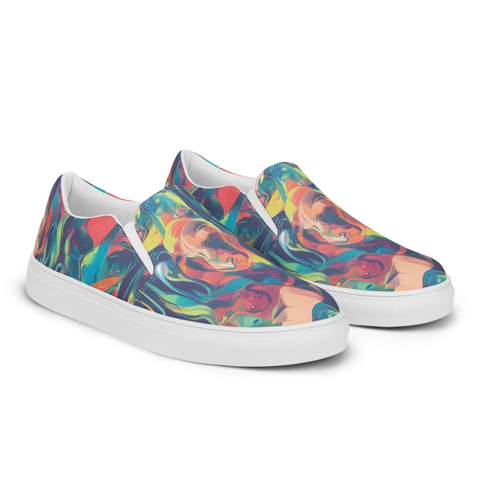 Neon Aurora on Men's Slip-On Canvas Shoes — Right Front