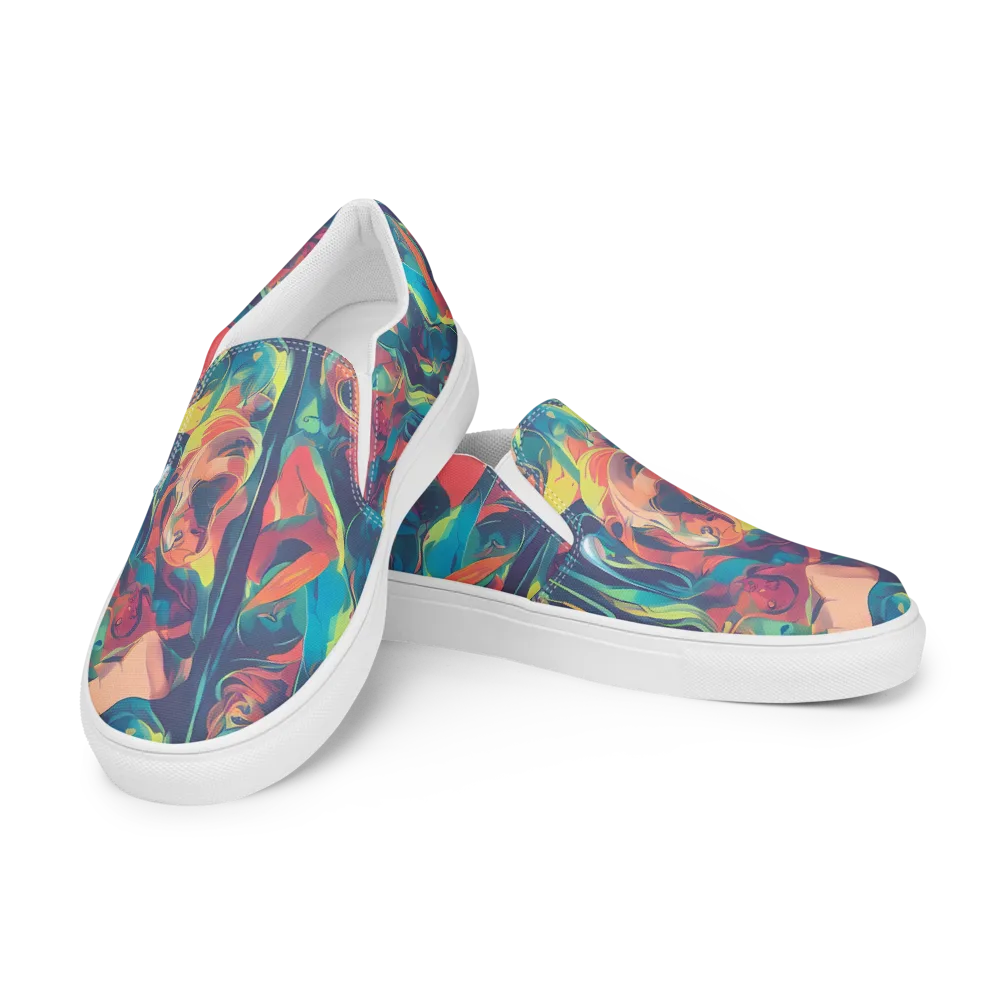 Neon Aurora on Men's Slip-On Canvas Shoes — Left Front