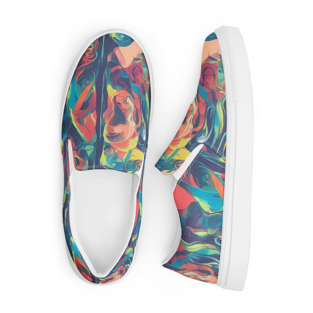 Neon Aurora on Men's Slip-On Canvas Shoes — Front