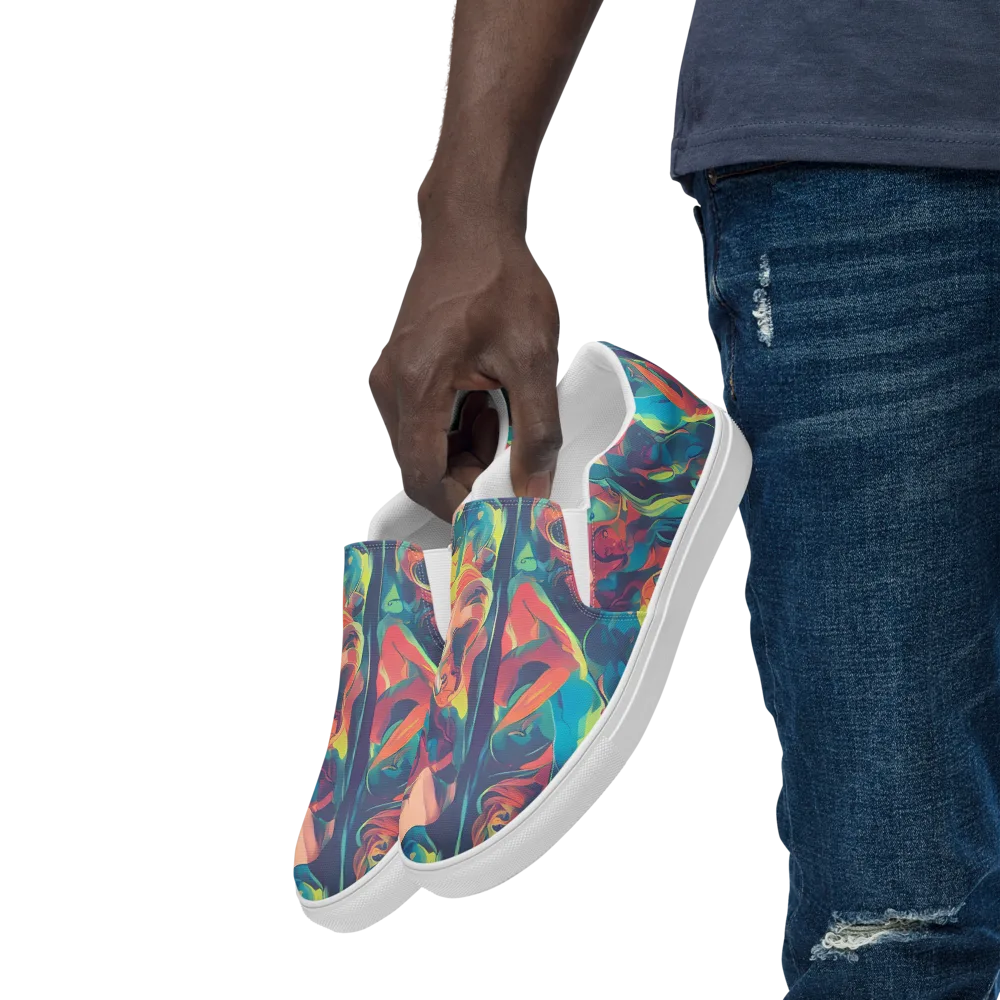 Neon Aurora on Men's Slip-On Canvas Shoes — Left Front