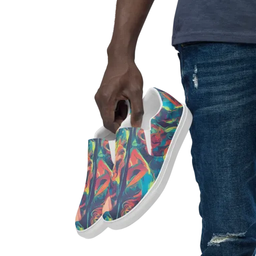 Neon Aurora on a Men's Slip-On Canvas Shoes