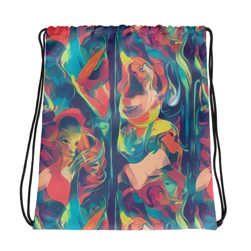 Neon Aurora on a Drawstring Bag