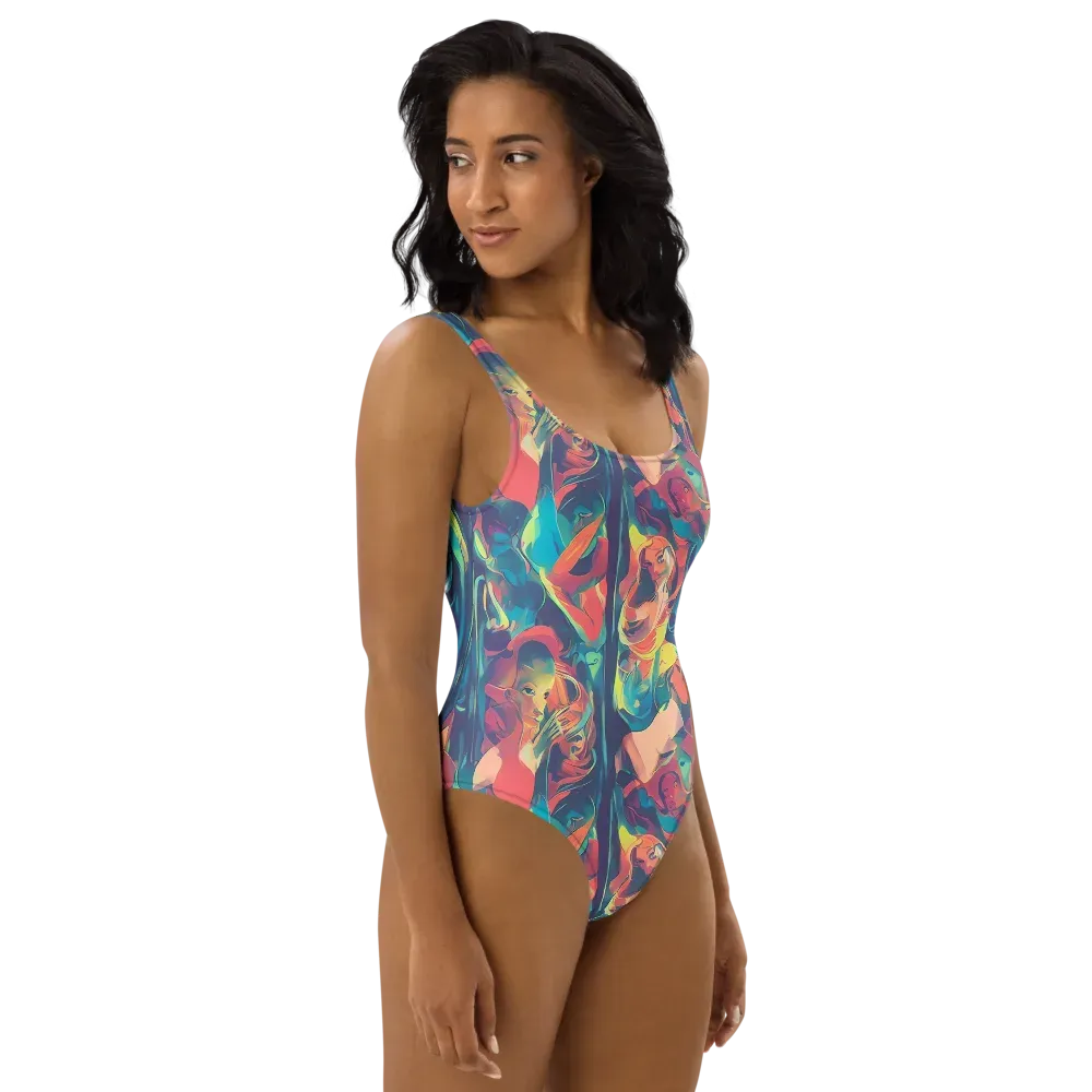 Neon Aurora on One-Piece Swimsuit — Right