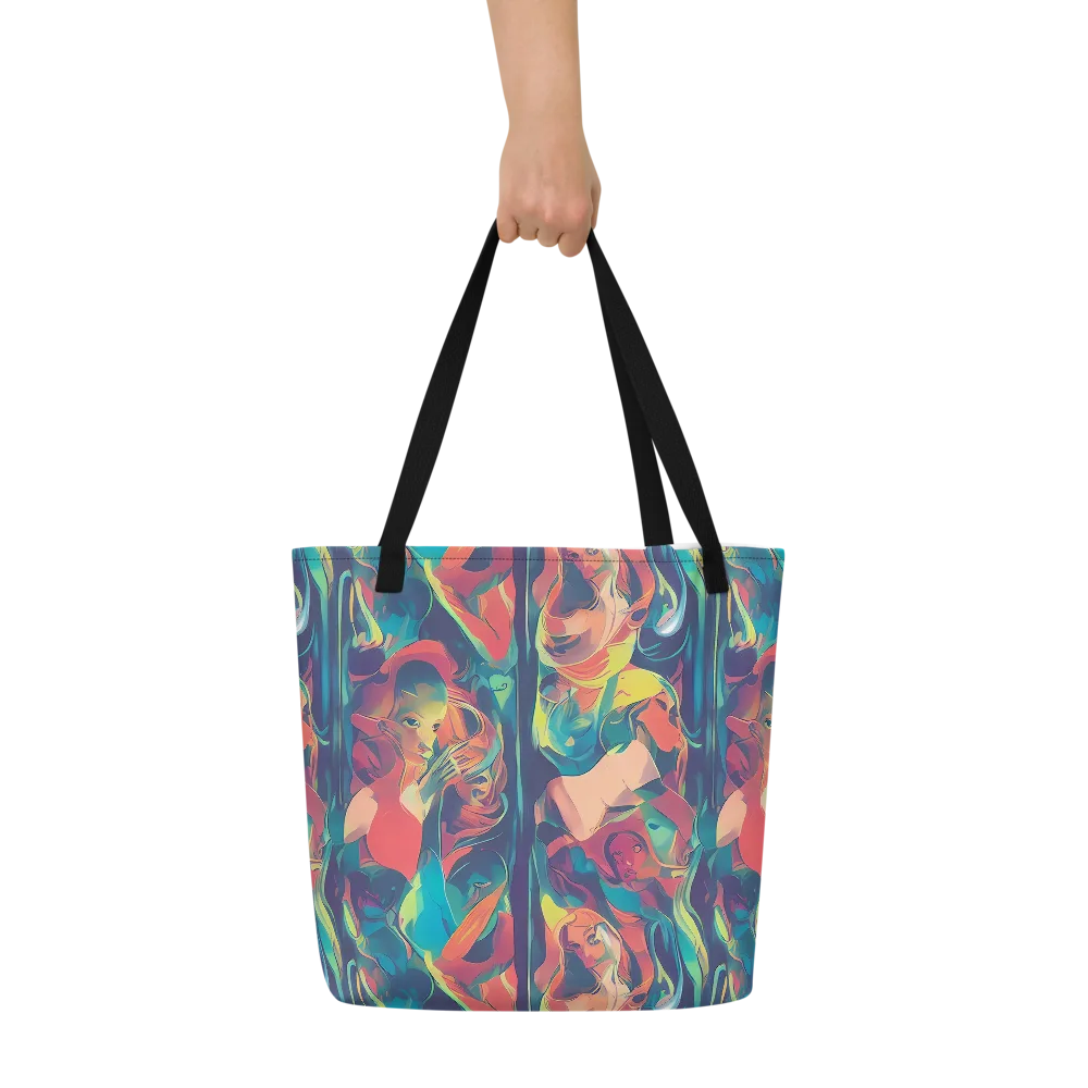 Neon Aurora on Large Tote Bag W/ Pocket — Front