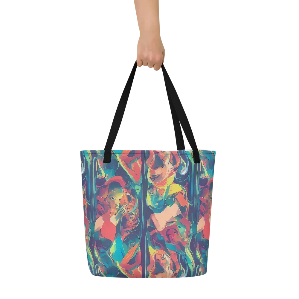 Neon Aurora on Large Tote Bag W/ Pocket — Front