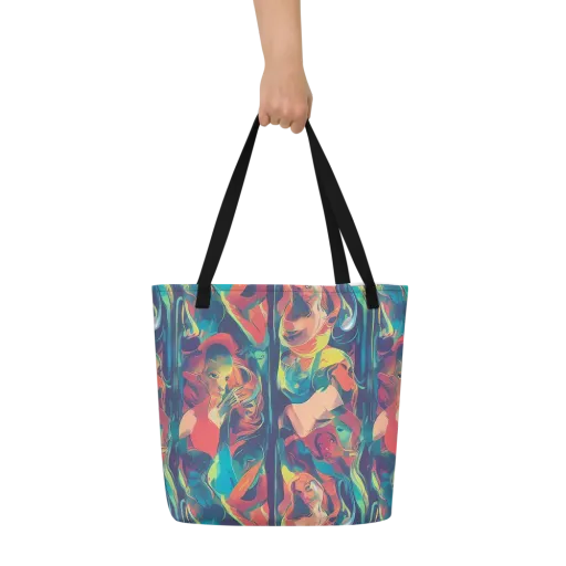 Neon Aurora on a Large Tote Bag W/ Pocket