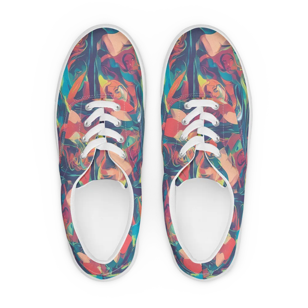 Neon Aurora on Men's Lace-Up Canvas Shoes — Front