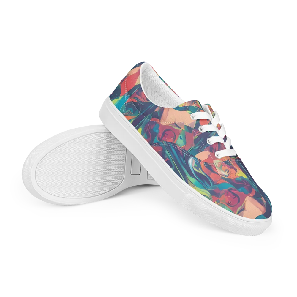 Neon Aurora on Men's Lace-Up Canvas Shoes — Right Front
