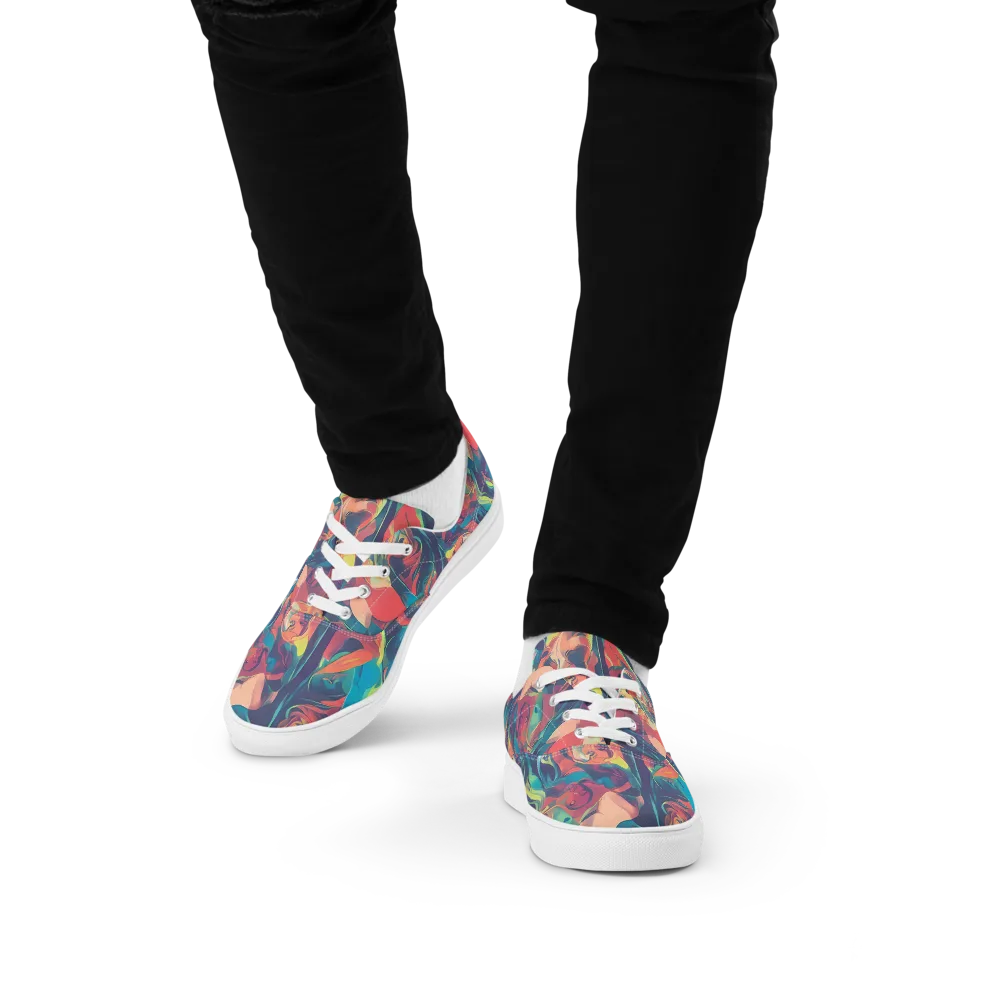 Neon Aurora on Men's Lace-Up Canvas Shoes — Front