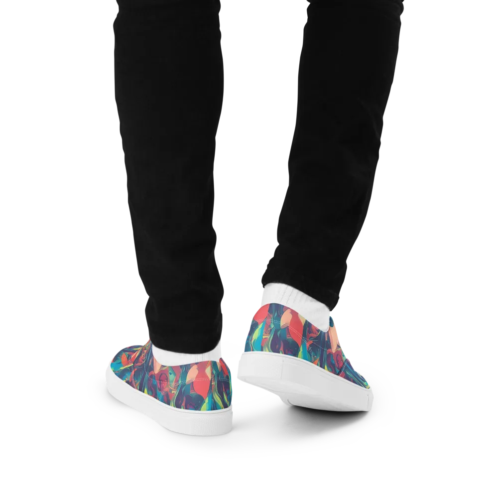 Neon Aurora on Men's Lace-Up Canvas Shoes — Back