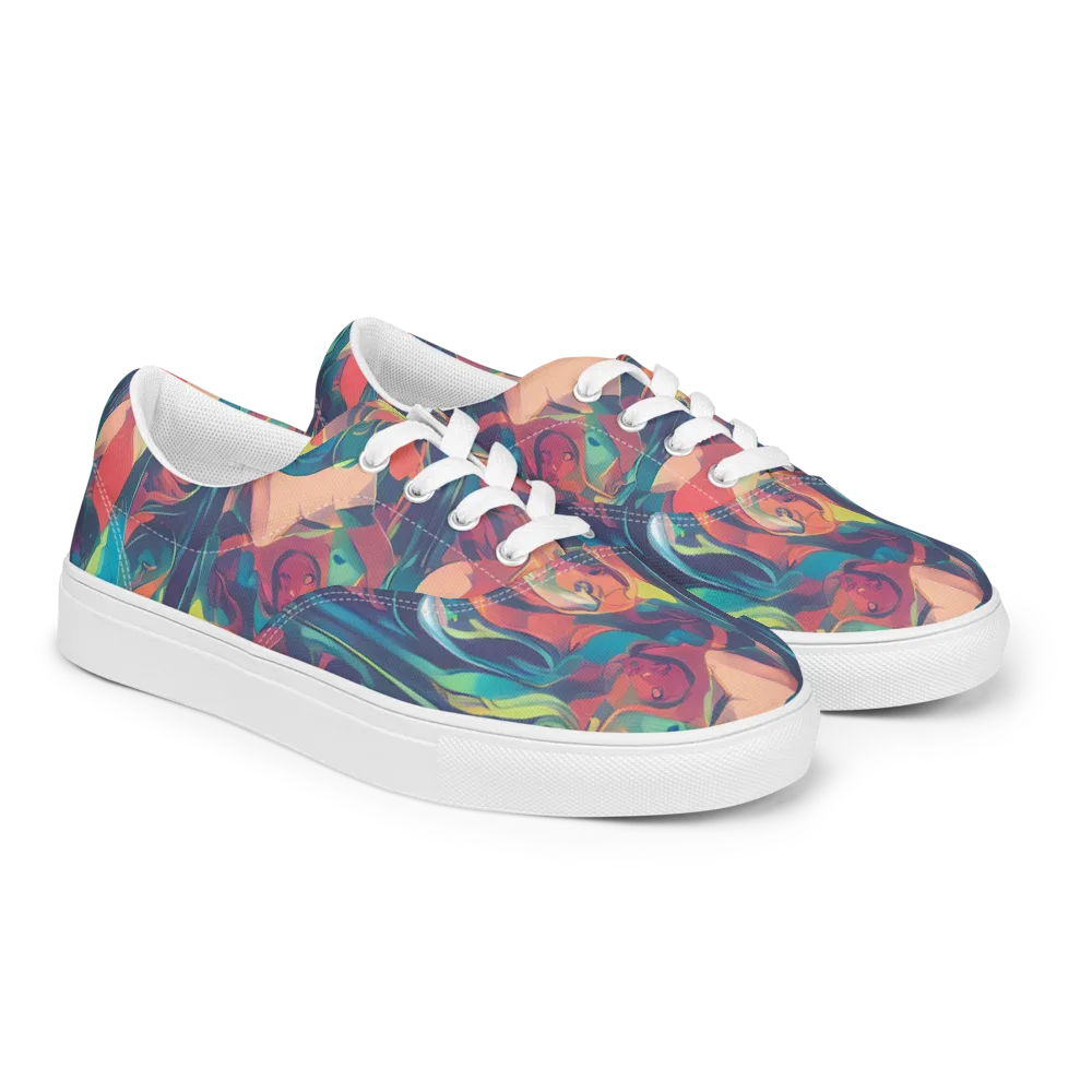Neon Aurora on Men's Lace-Up Canvas Shoes — Right Front