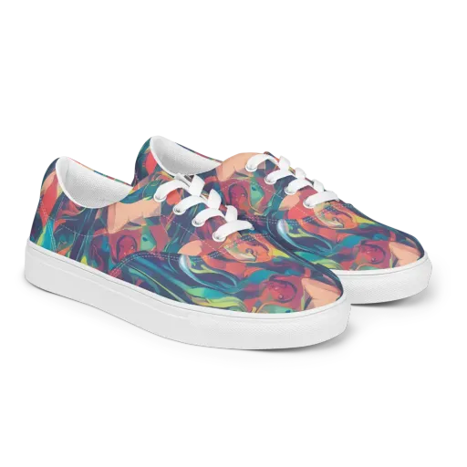 Neon Aurora on a Men's Lace-Up Canvas Shoes