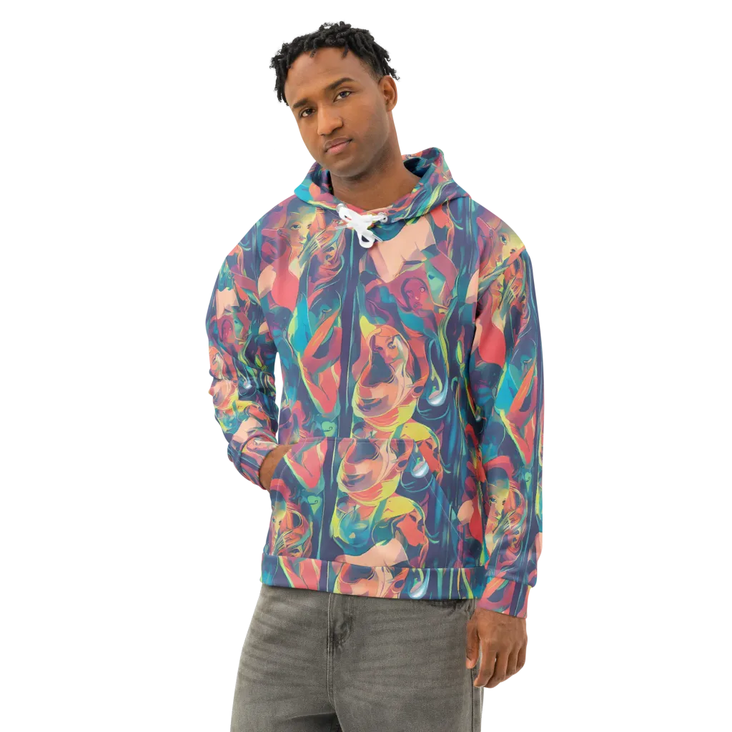 Neon Aurora on Cotton Hoodie — Left Front