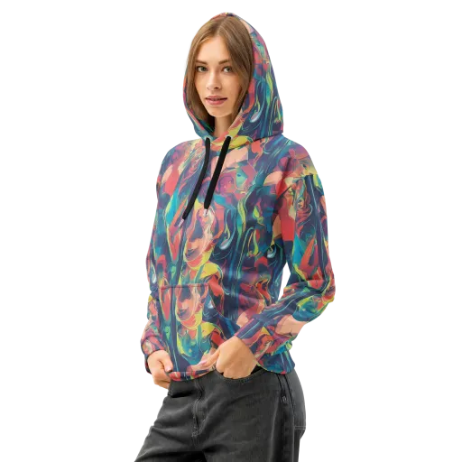 Neon Aurora on a Cotton Hoodie