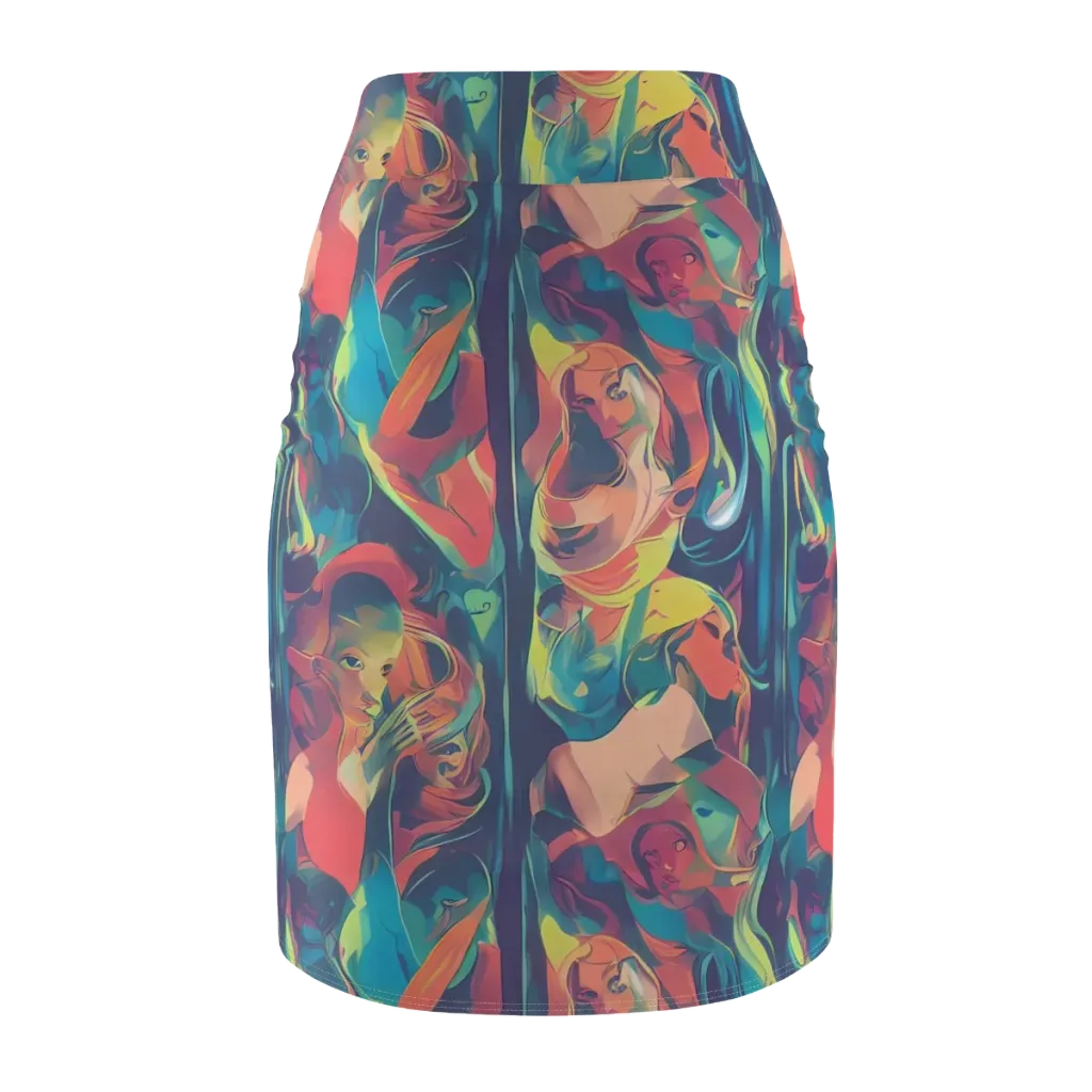 Neon Aurora on Pencil Skirt — Back